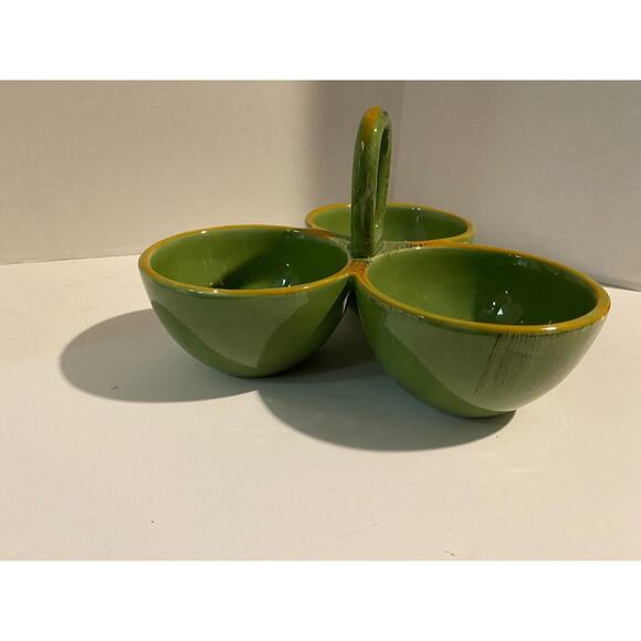 3 Section GREEN Serving Dish Bowl Set for Candy, Nuts, Dips, Condiments - Picture 5 of 7